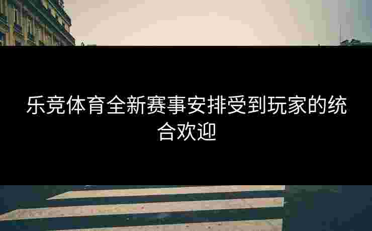 乐竞体育全新赛事安排受到玩家的统合欢迎